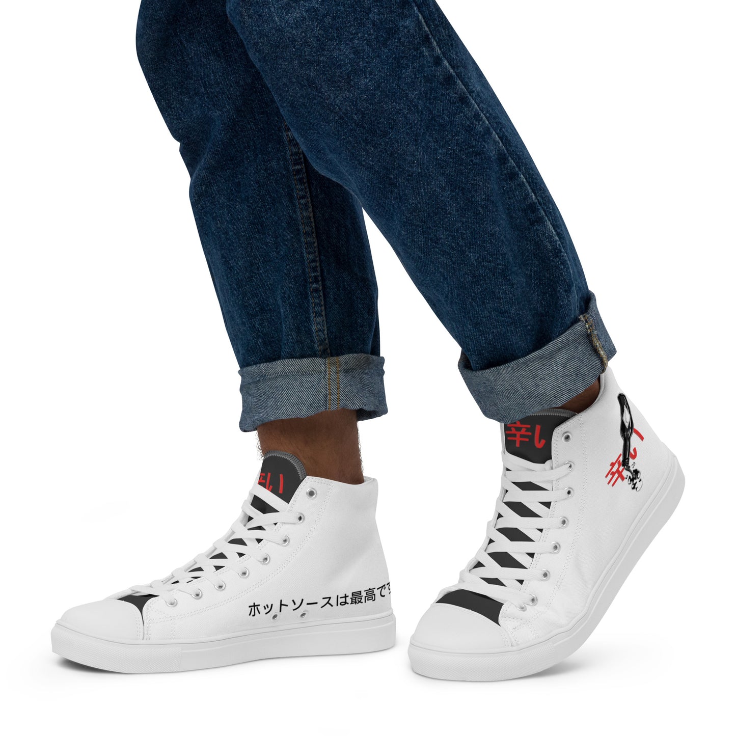 Hot Sauce - White Men’s high top canvas shoes