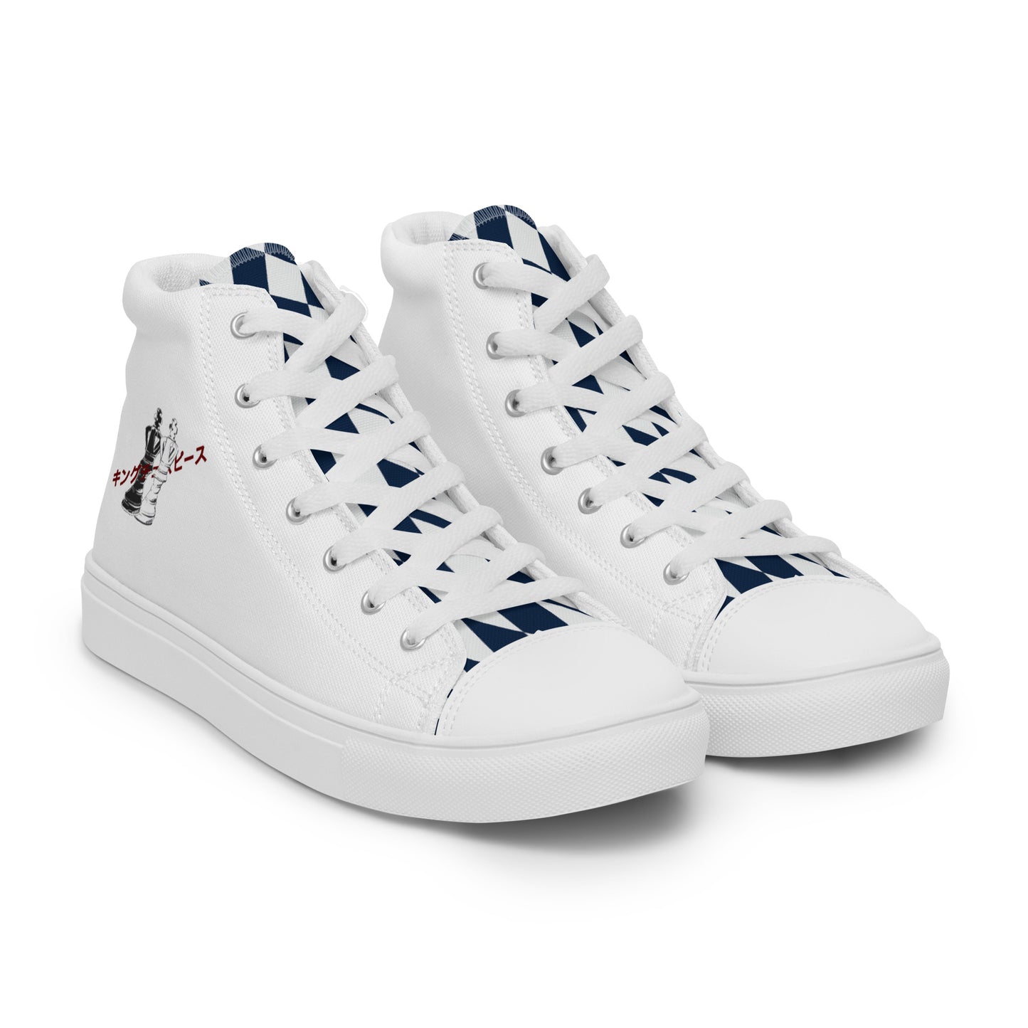 King Piece - White Men’s high top canvas shoes