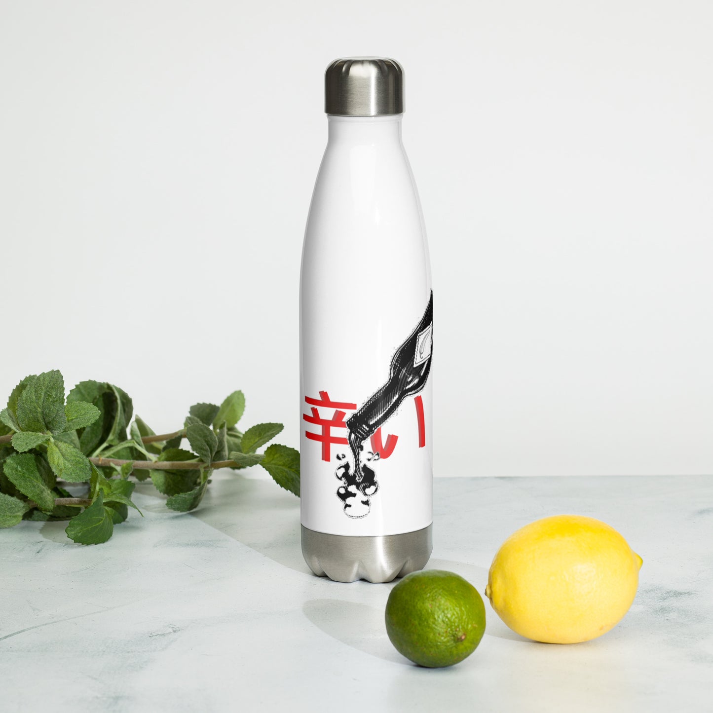 Hot Sauce - White Stainless Steel Water Bottle