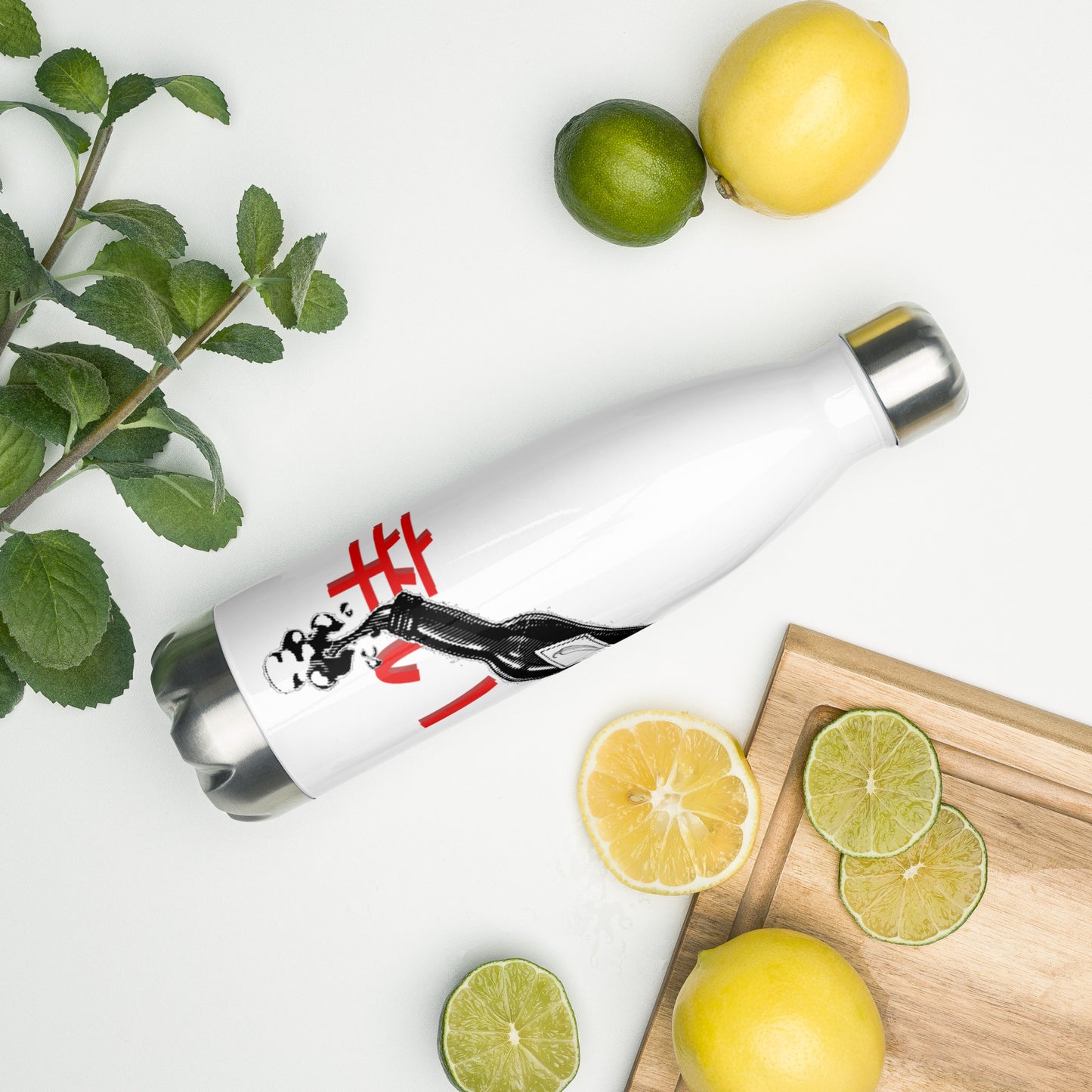 Hot Sauce - White Stainless Steel Water Bottle