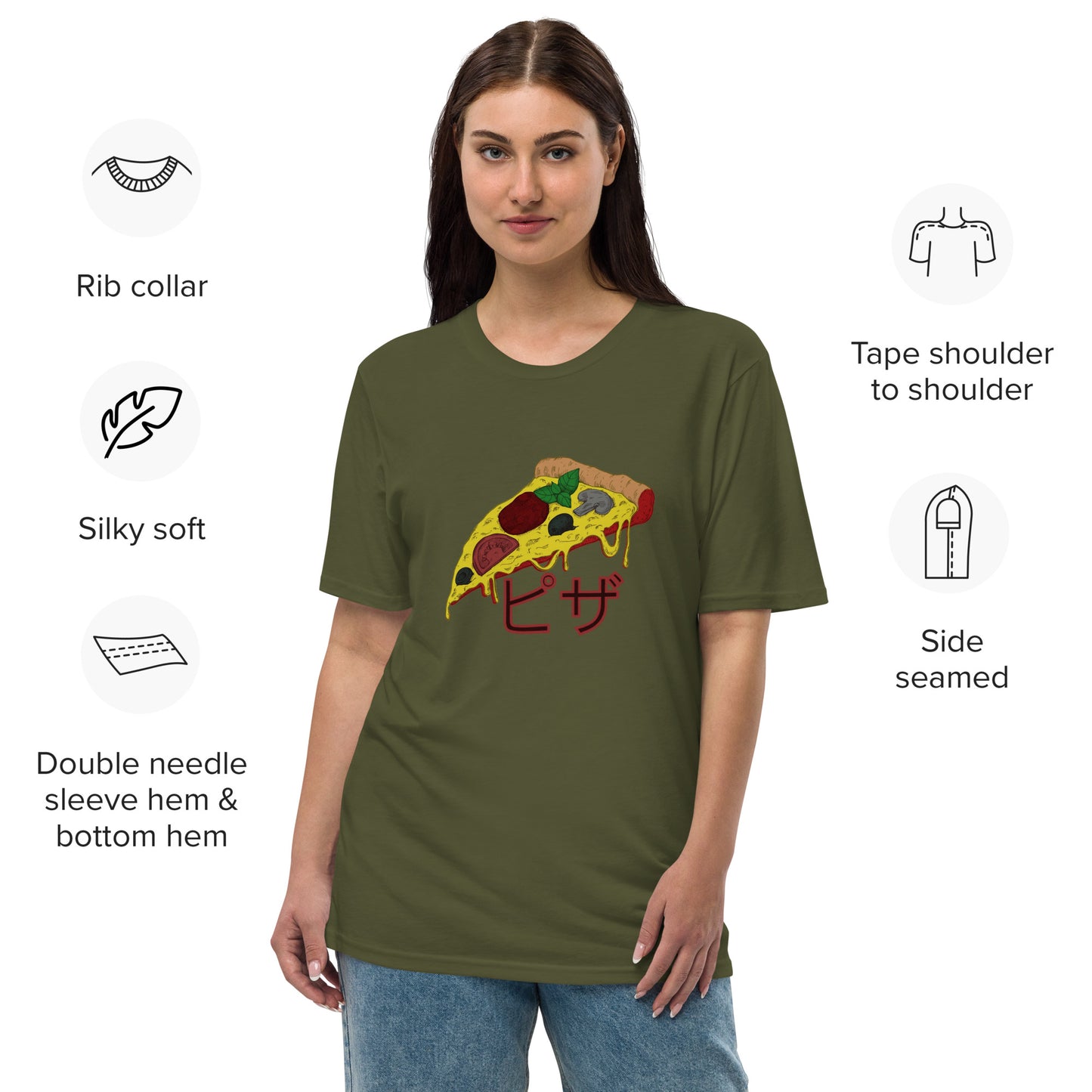 Pizza Unisex premium viscose hemp t-shirt