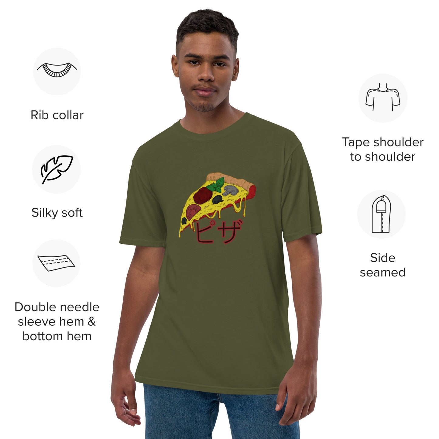 Pizza Unisex premium viscose hemp t-shirt