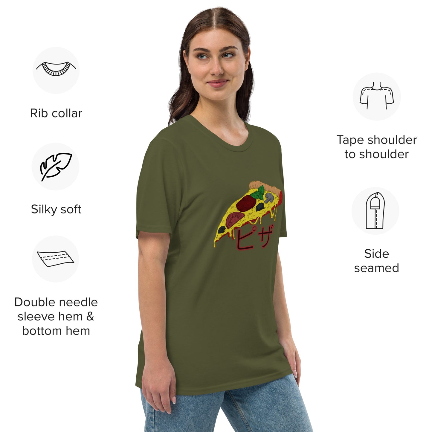 Pizza Unisex premium viscose hemp t-shirt