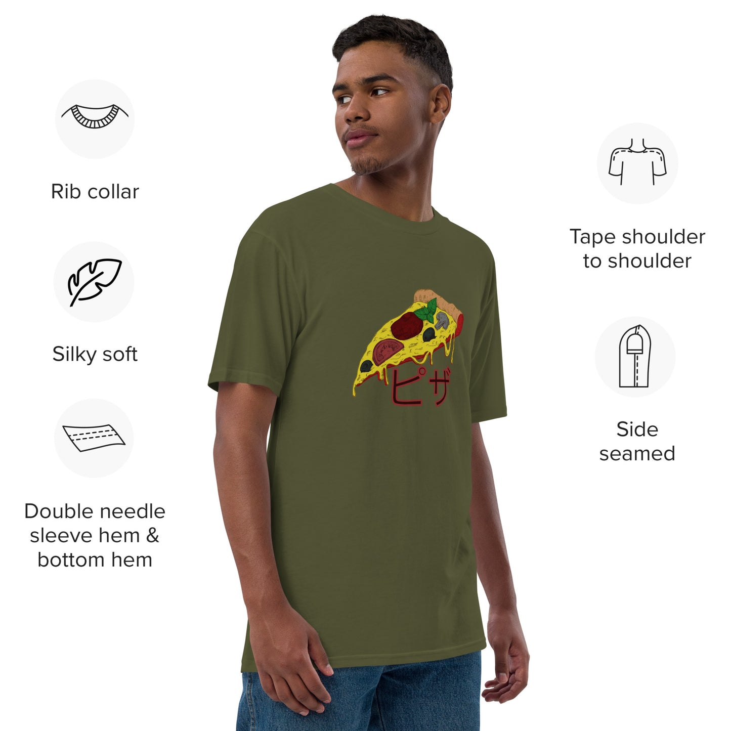 Pizza Unisex premium viscose hemp t-shirt