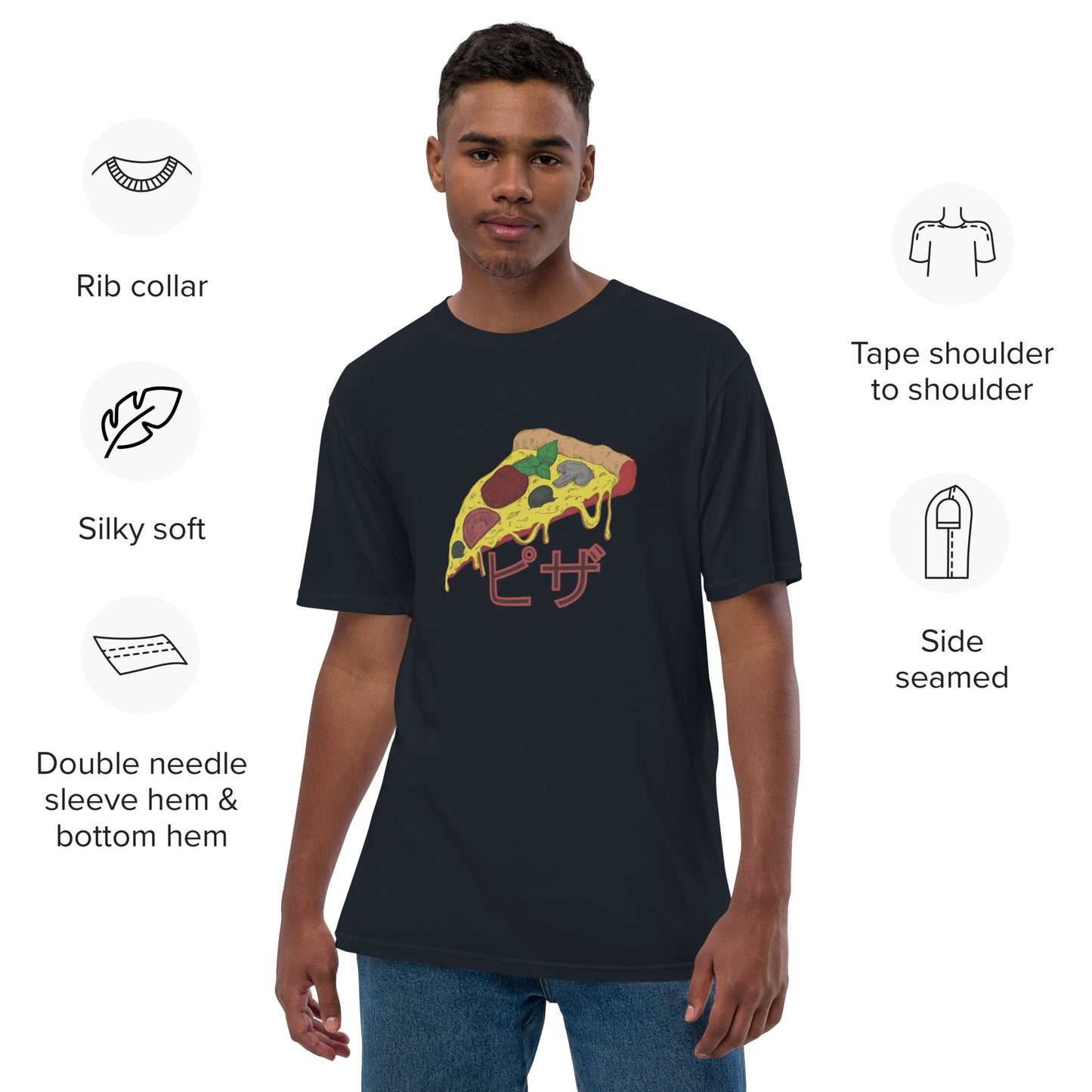 Pizza Unisex premium viscose hemp t-shirt