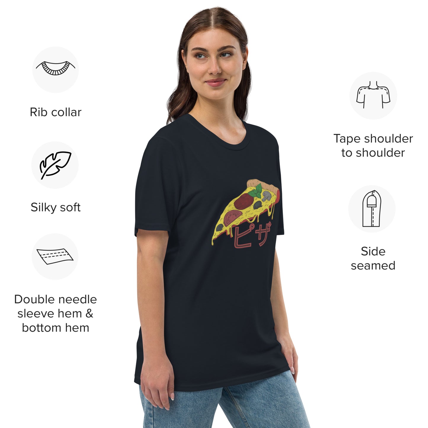 Pizza Unisex premium viscose hemp t-shirt