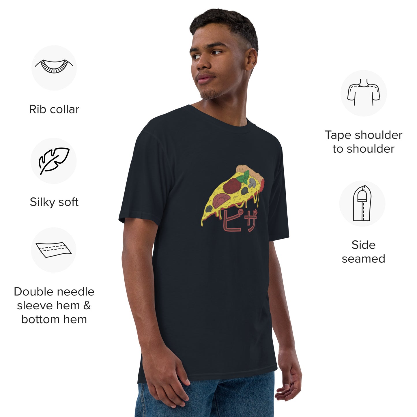 Pizza Unisex premium viscose hemp t-shirt