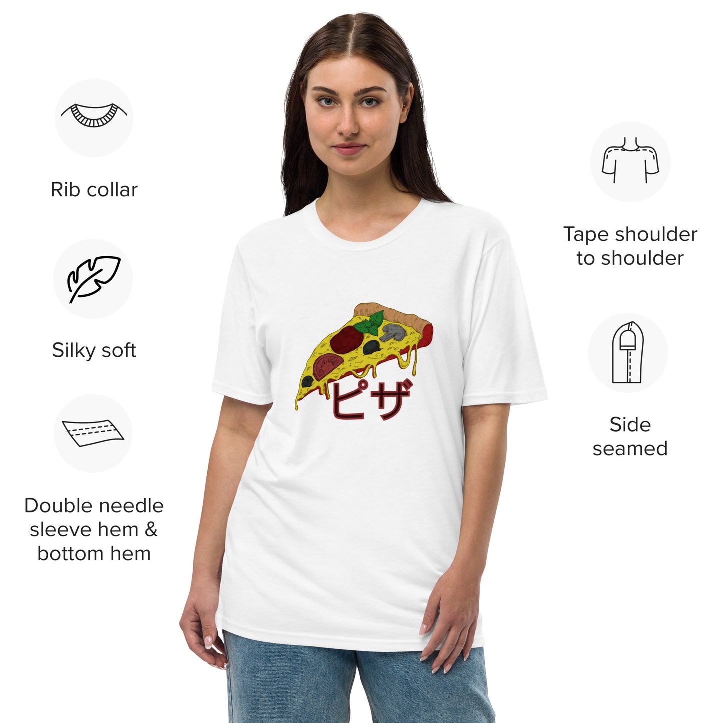 Pizza Unisex premium viscose hemp t-shirt