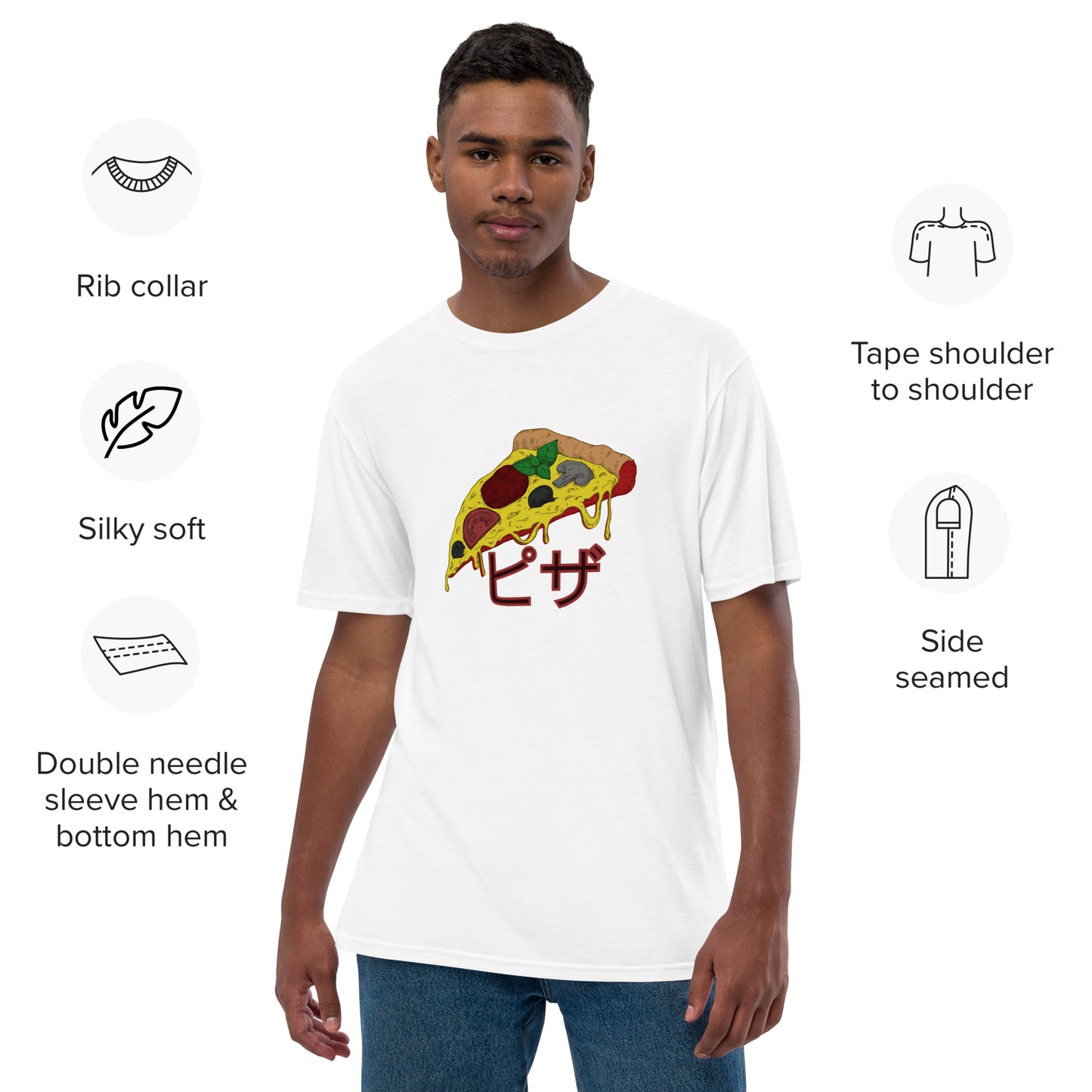 Pizza Unisex premium viscose hemp t-shirt