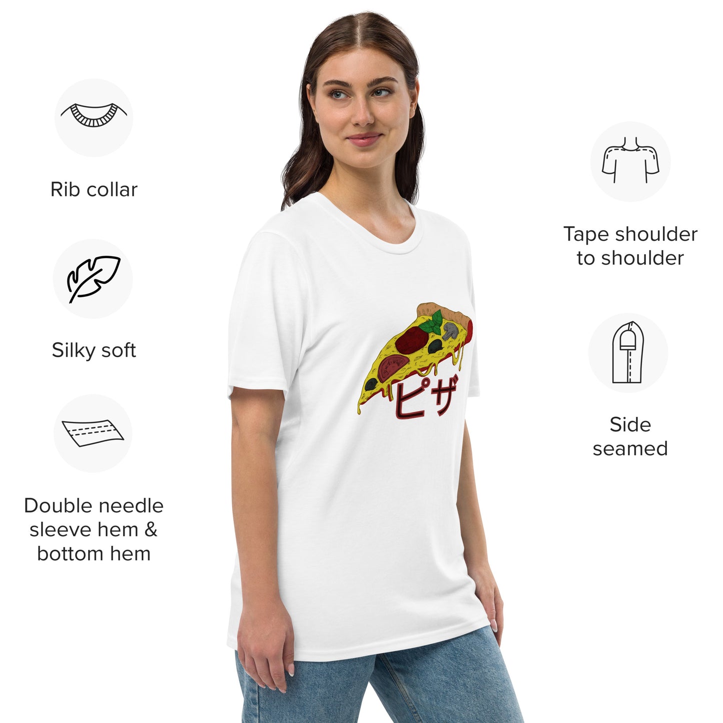 Pizza Unisex premium viscose hemp t-shirt