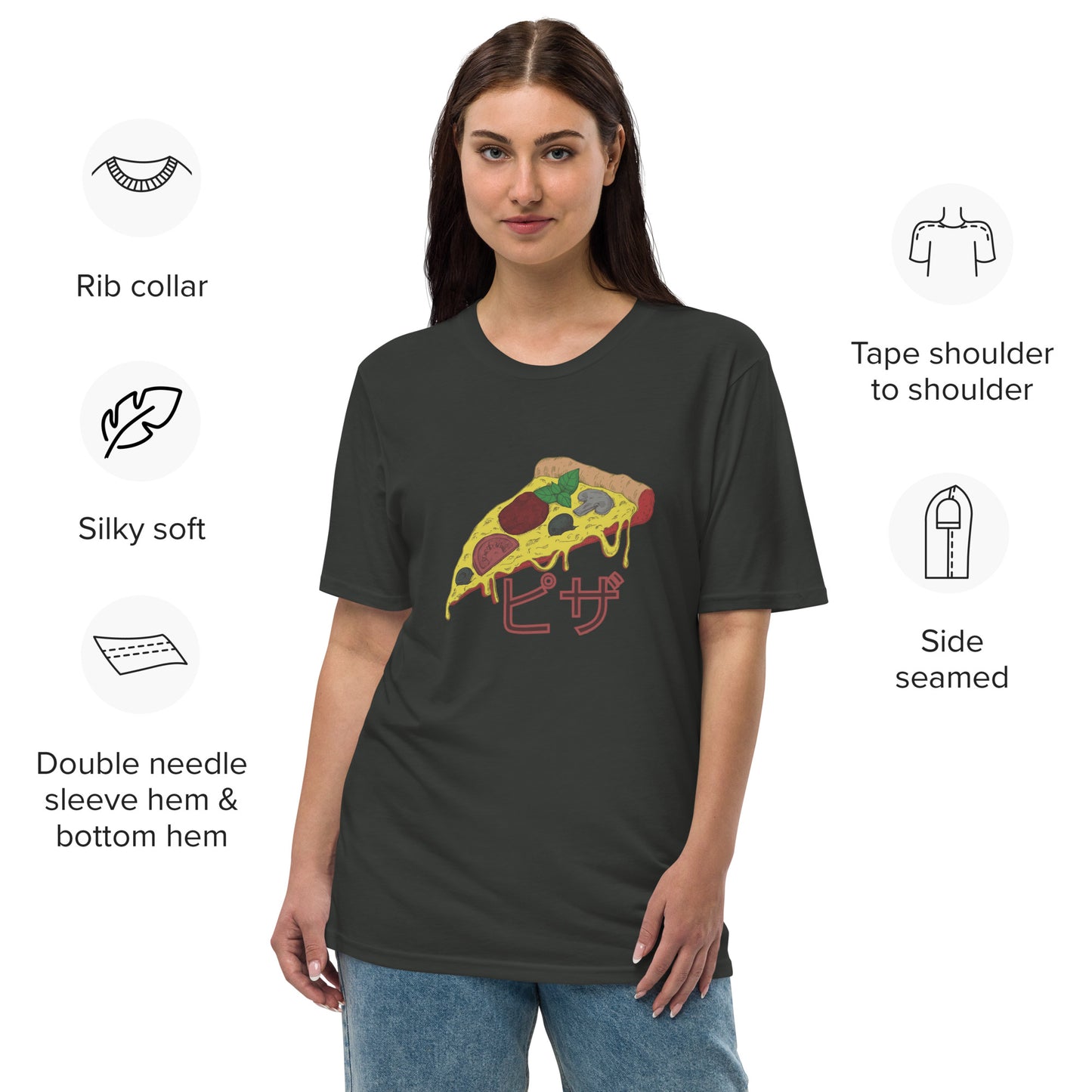 Pizza Unisex premium viscose hemp t-shirt