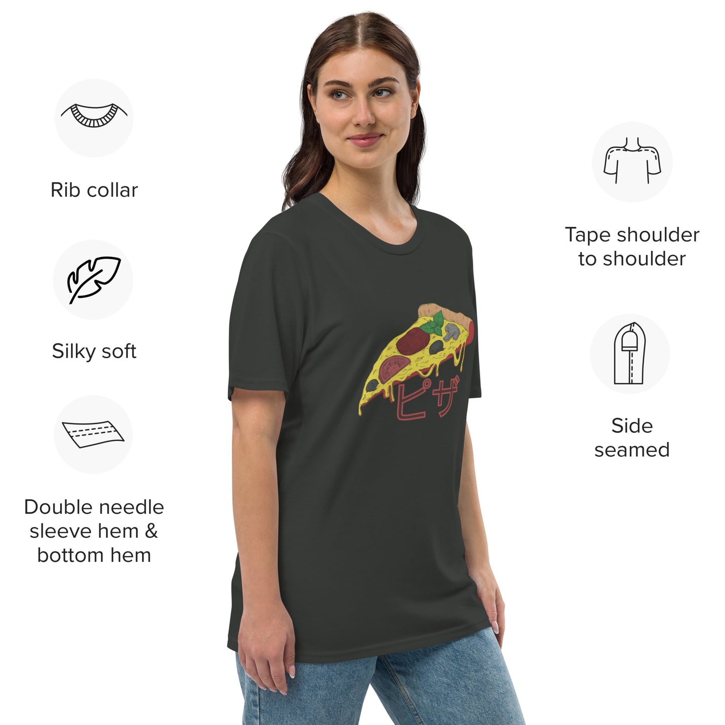 Pizza Unisex premium viscose hemp t-shirt