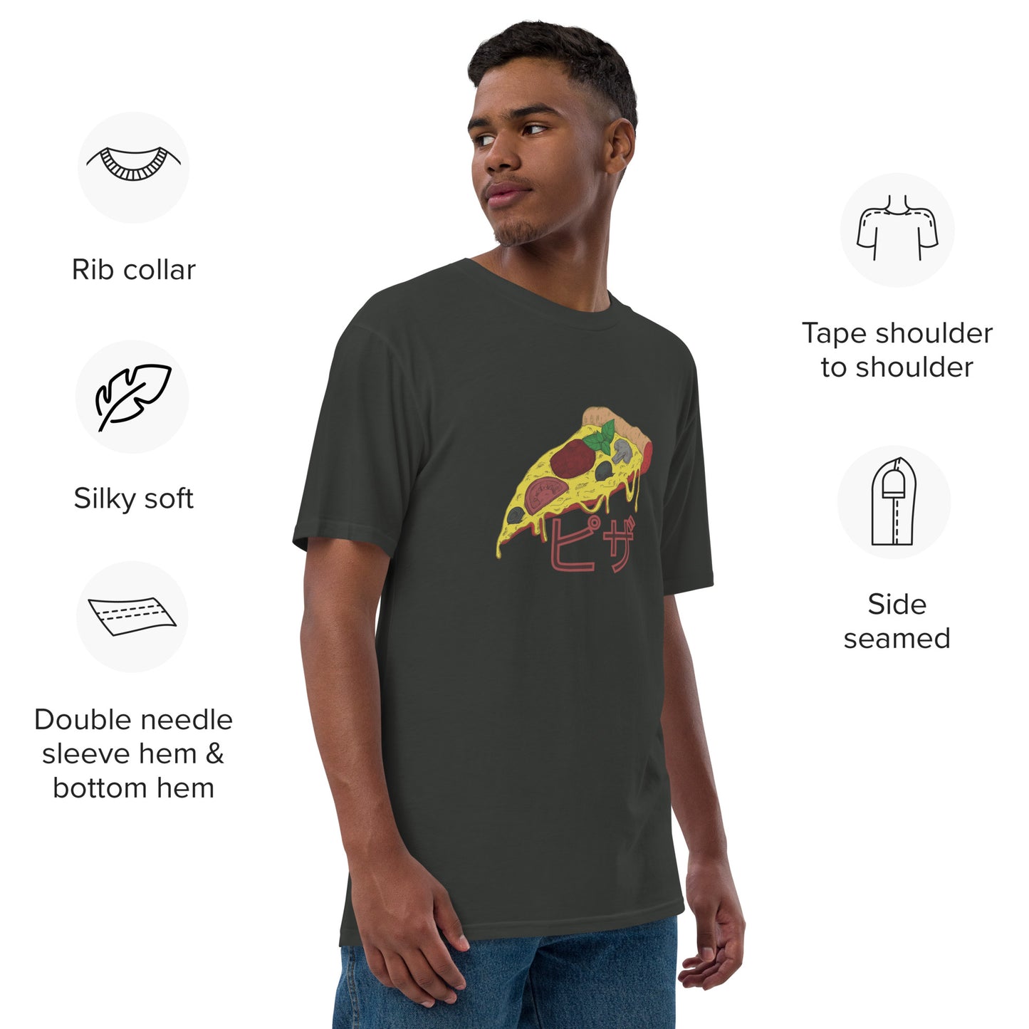 Pizza Unisex premium viscose hemp t-shirt